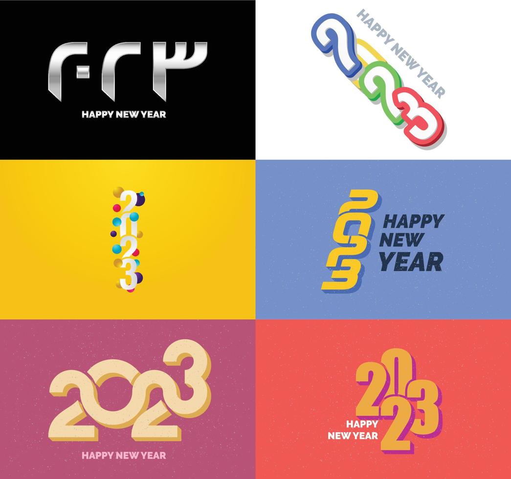 gran conjunto de 2023 feliz año nuevo diseño de texto de logotipo plantilla de diseño de número 2023 vector