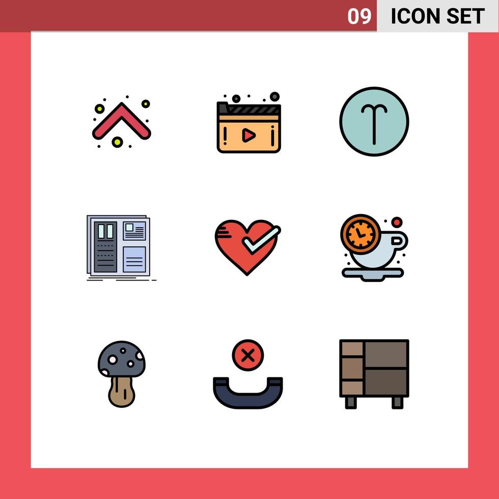9 Creative Icons Modern Signs and Symbols of heart layout aries interface design Editable Vector Design Elements