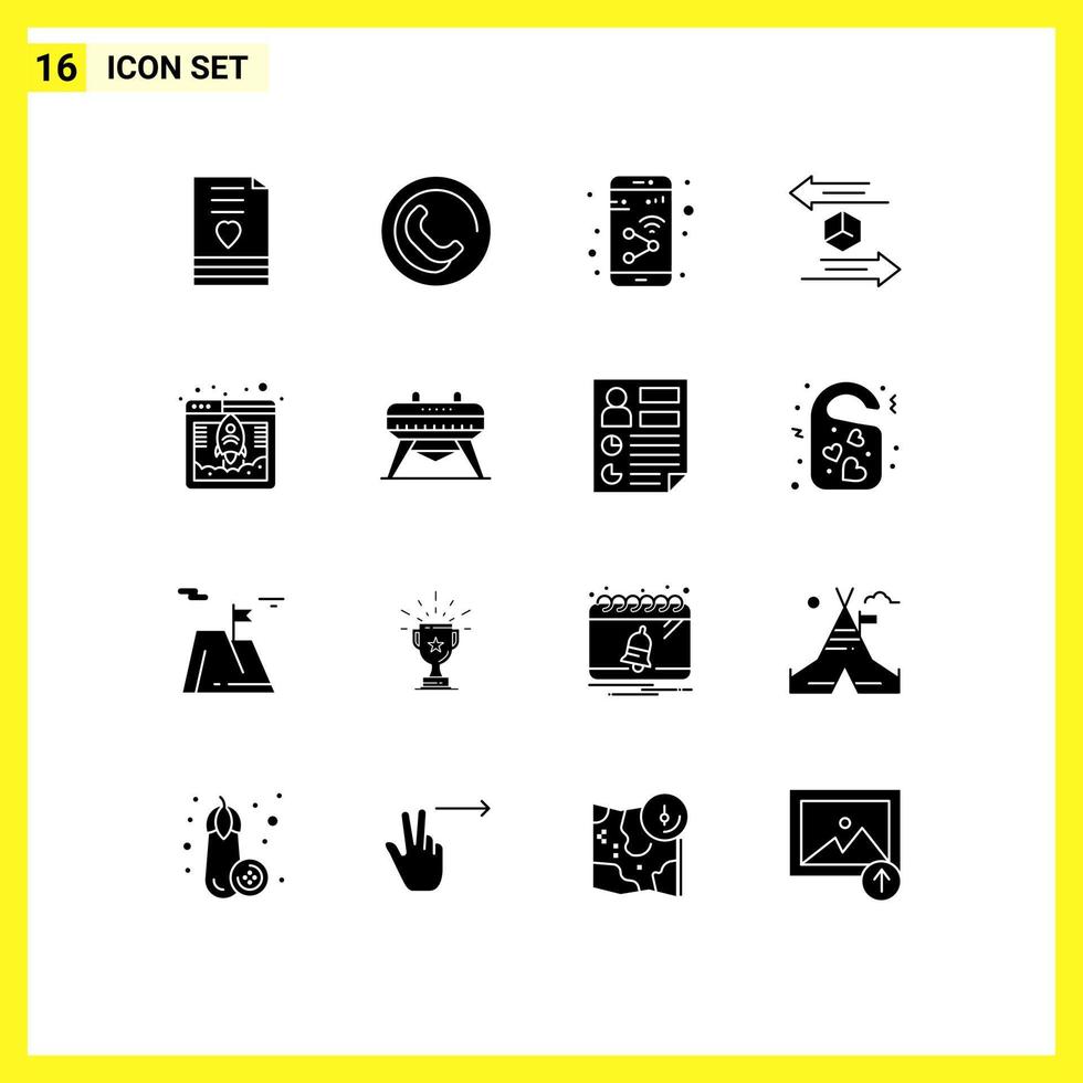Solid Glyph Pack of 16 Universal Symbols of shipping logistic app delivery wifi Editable Vector Design Elements