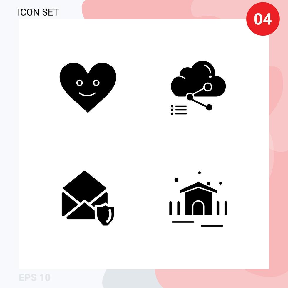 grupo universal de símbolos de iconos de glifos sólidos modernos de elementos de diseño de vectores editables de seguridad informática para compartir correo de amor