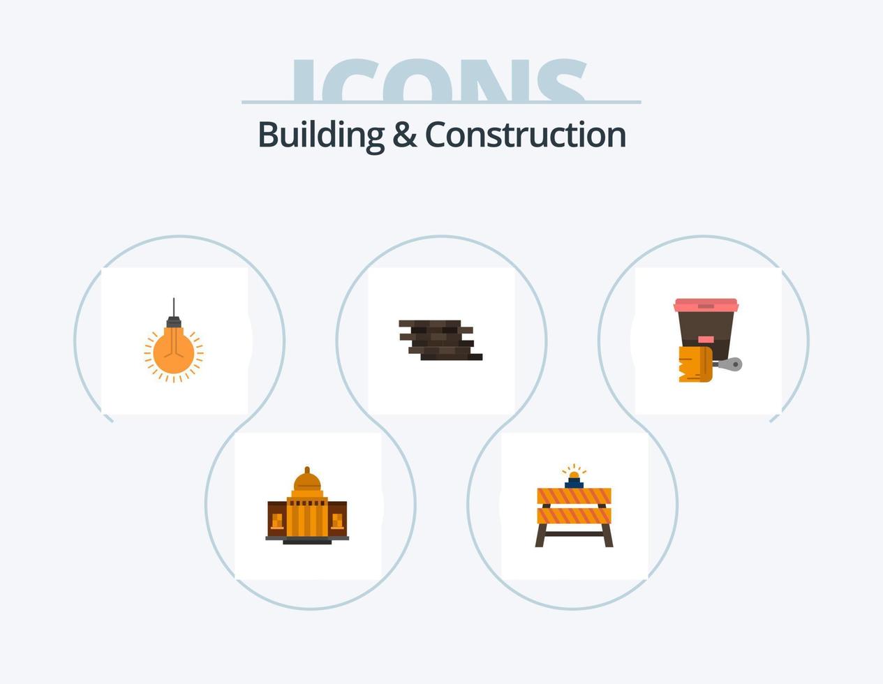 paquete de iconos planos de construcción y construcción 5 diseño de iconos. cortafuegos consejos. construcción. idea. ligero vector