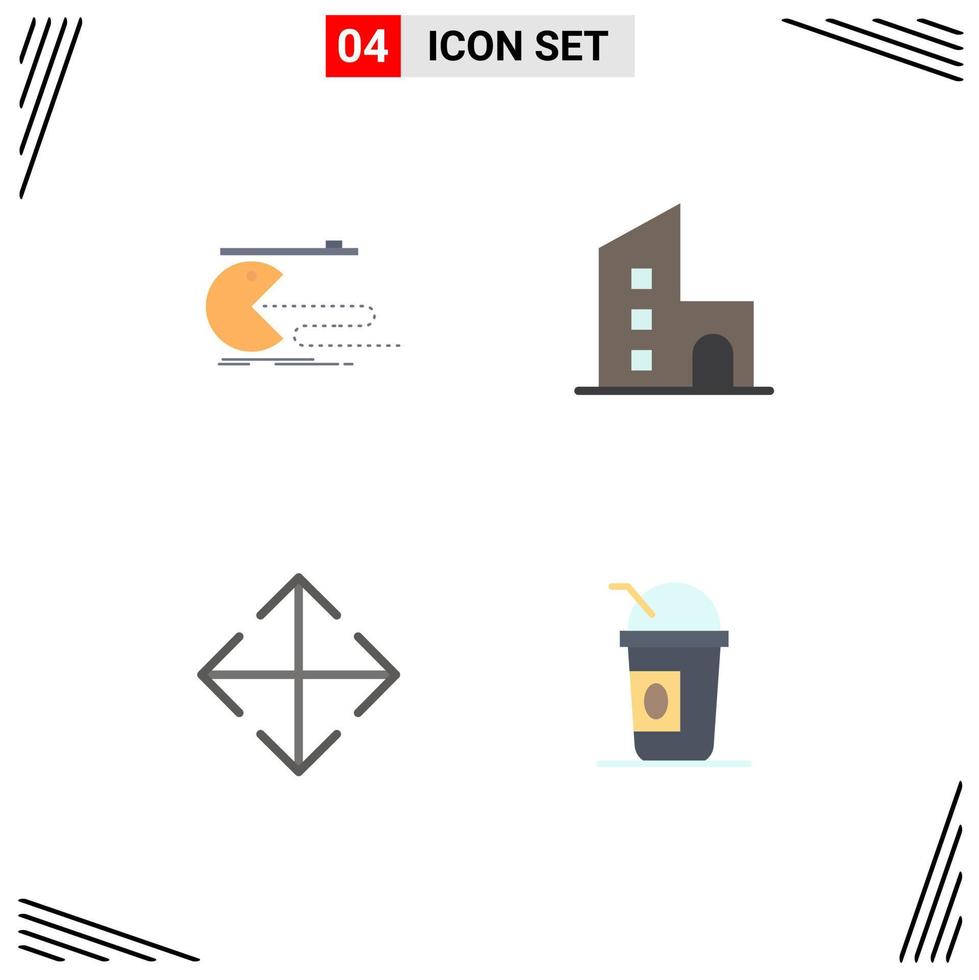 4 Universal Flat Icons Set for Web and Mobile Applications character property gaming building move Editable Vector Design Elements