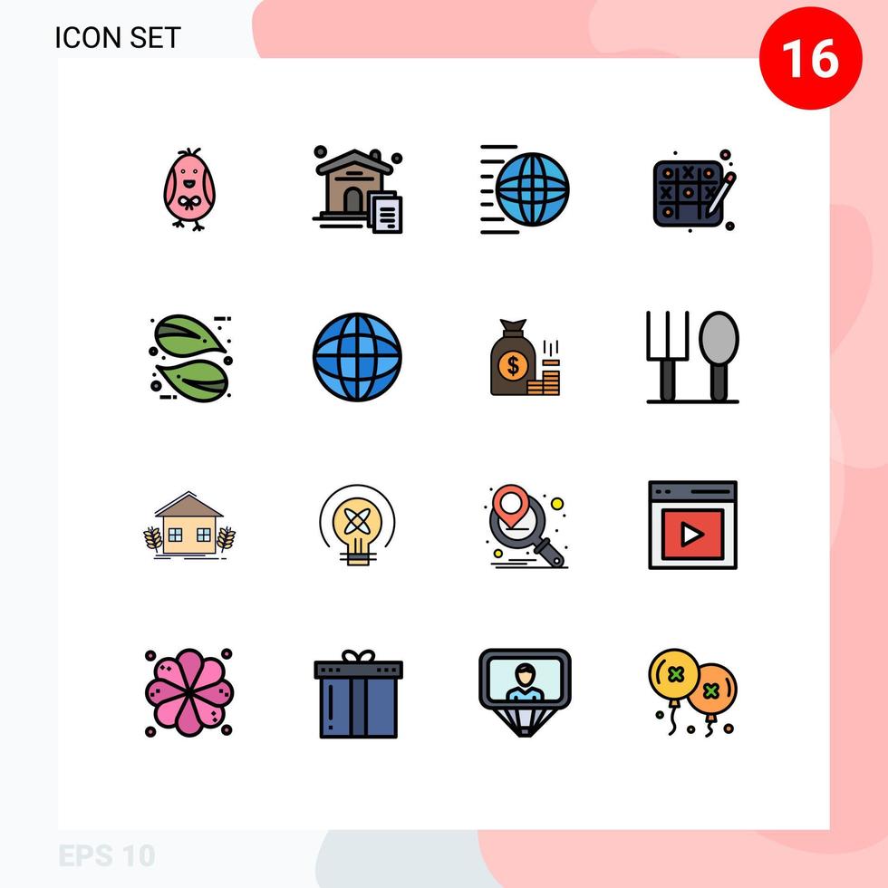 Universal Icon Symbols Group of 16 Modern Flat Color Filled Lines of leaf hobby delivery hobbies transport Editable Creative Vector Design Elements