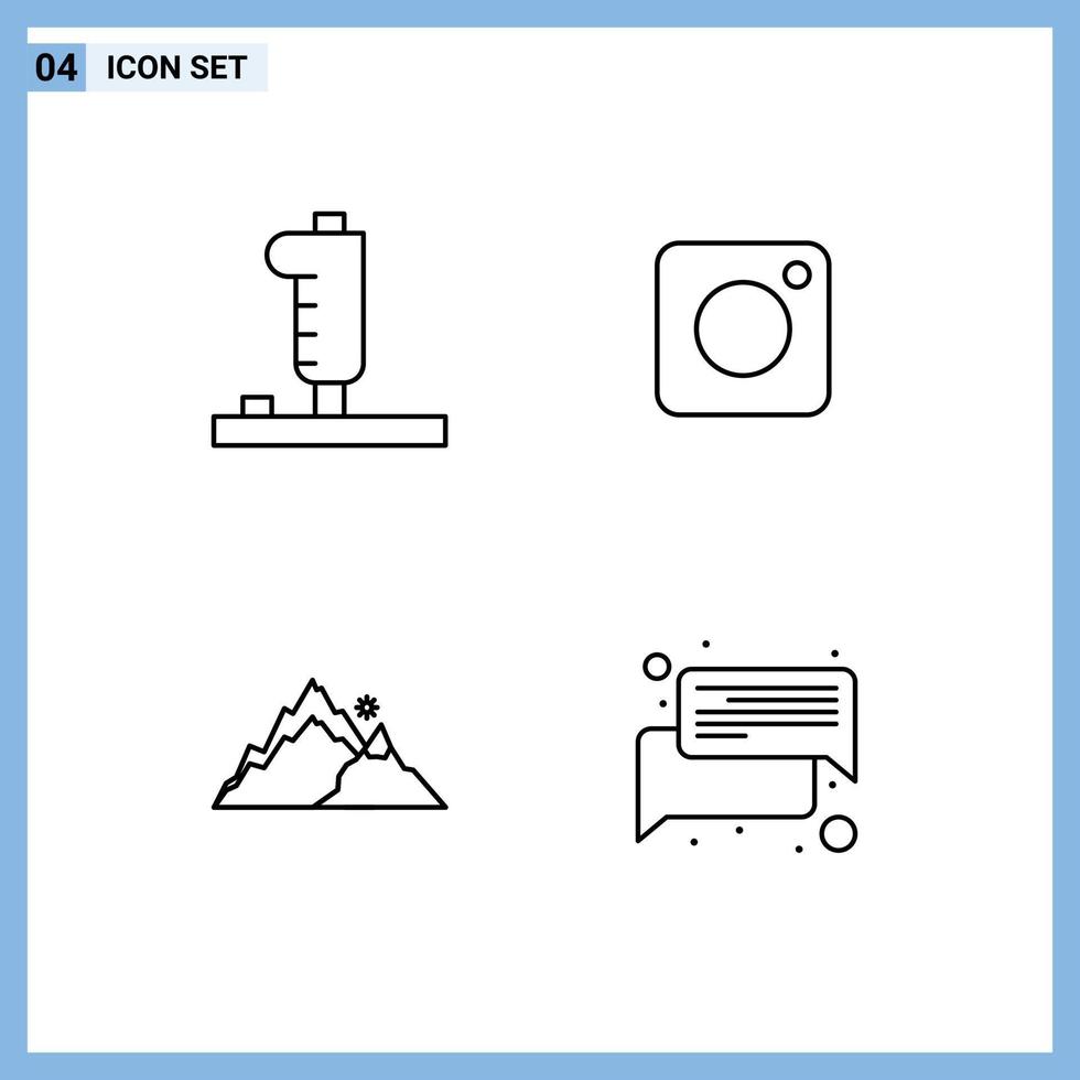 Mobile Interface Line Set of 4 Pictograms of controller landscape joystick photo nature Editable Vector Design Elements