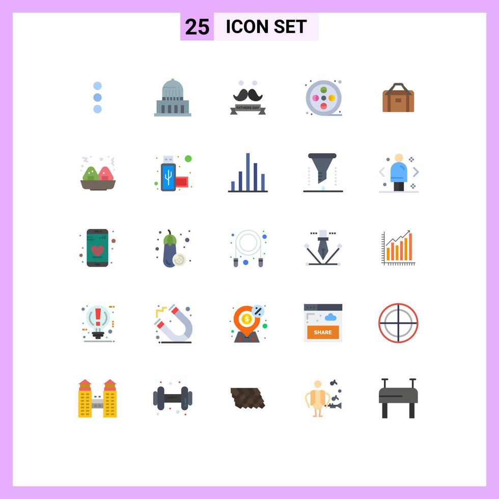 25 Universal Flat Colors Set for Web and Mobile Applications gym bag day paint art Editable Vector Design Elements