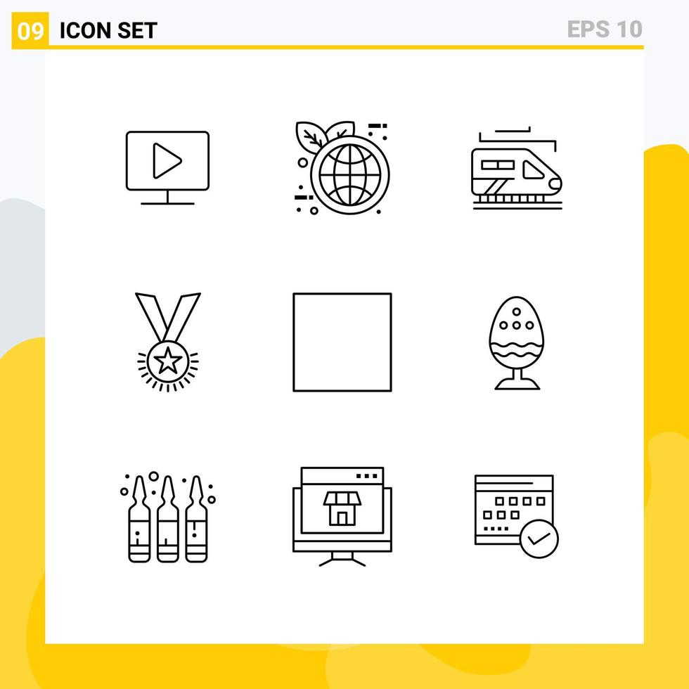 Outline Pack of 9 Universal Symbols of view ribbon transport reputation medal Editable Vector Design Elements