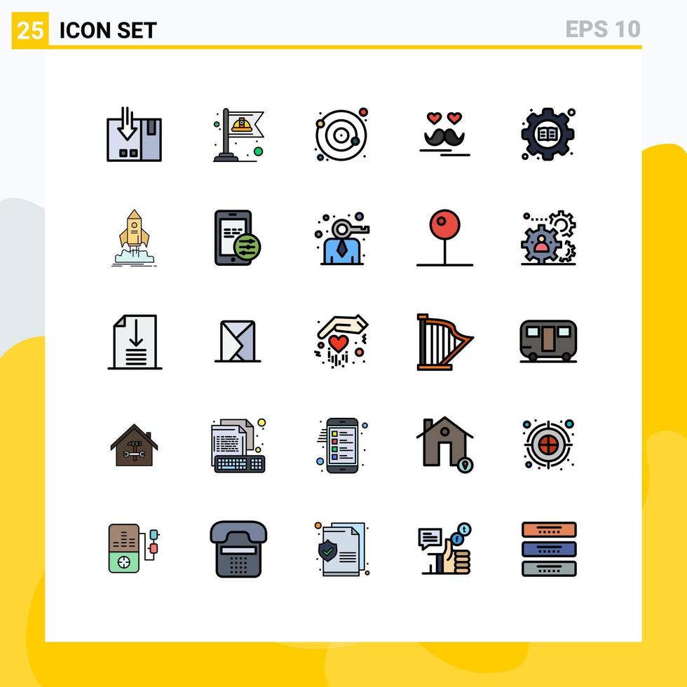 Set of 25 Modern UI Icons Symbols Signs for education fathers labour day satellite Editable Vector Design Elements