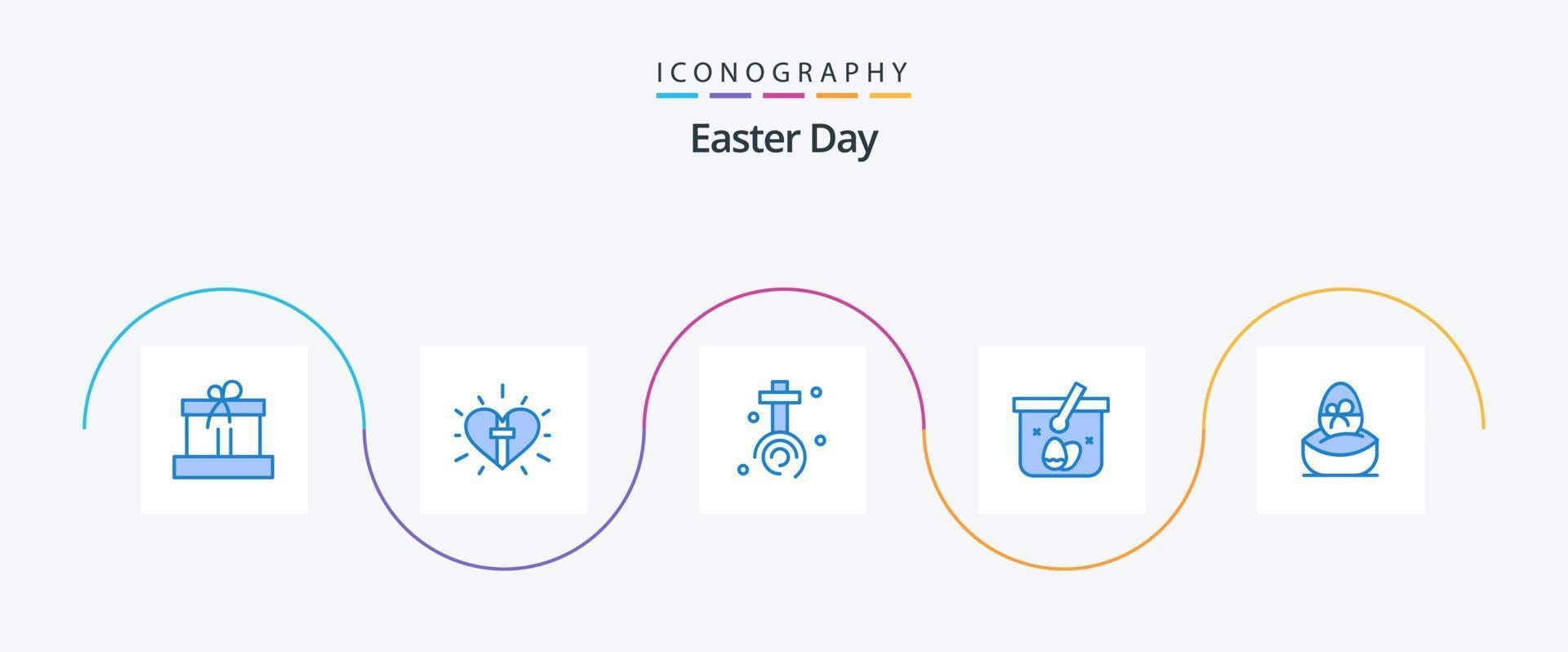 Easter Blue 5 Icon Pack Including gift. egg. easter. cart. easter vector