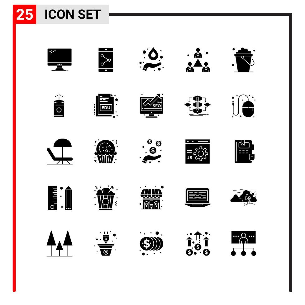 25 Thematic Vector Solid Glyphs and Editable Symbols of floor bucket formula modern company Editable Vector Design Elements