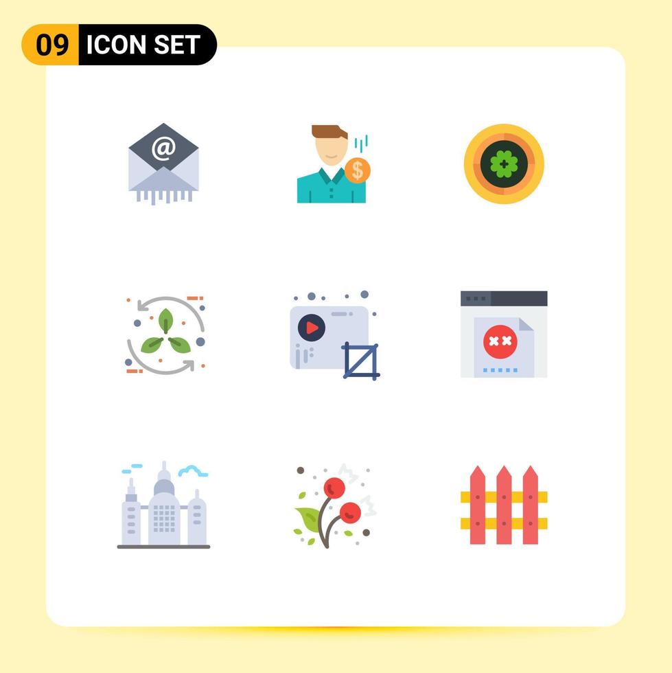 Set of 9 Modern UI Icons Symbols Signs for eco bio payment sunflower spring Editable Vector Design Elements