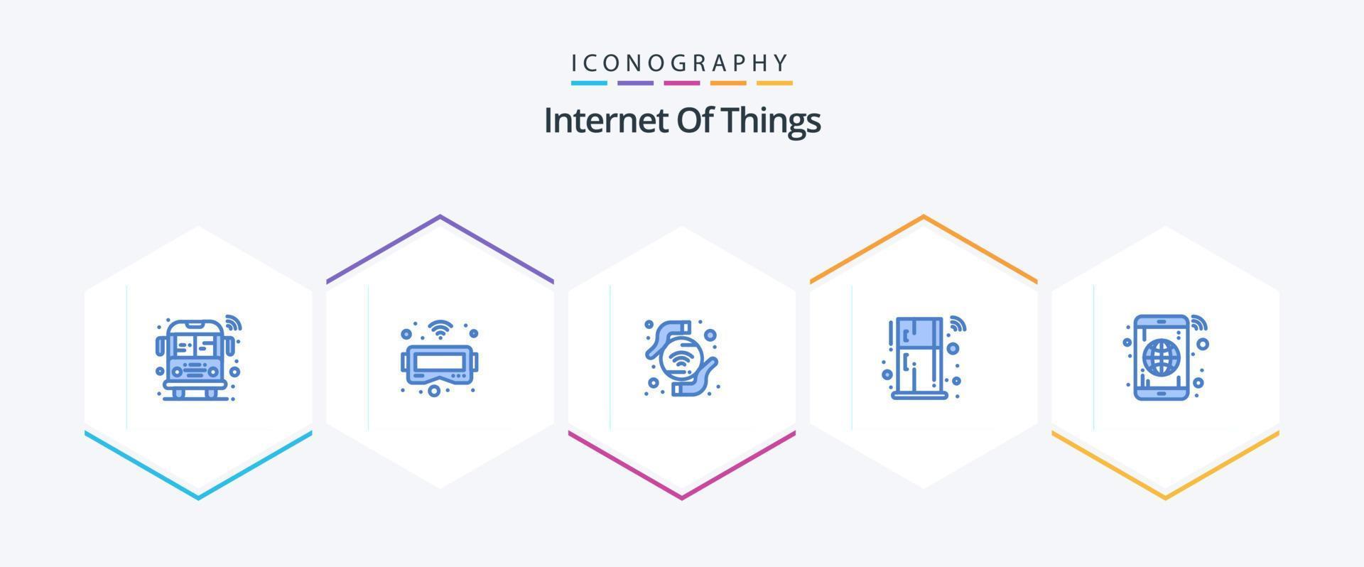 Internet Of Things 25 Blue icon pack including phone. globe. wifi. app. remote vector