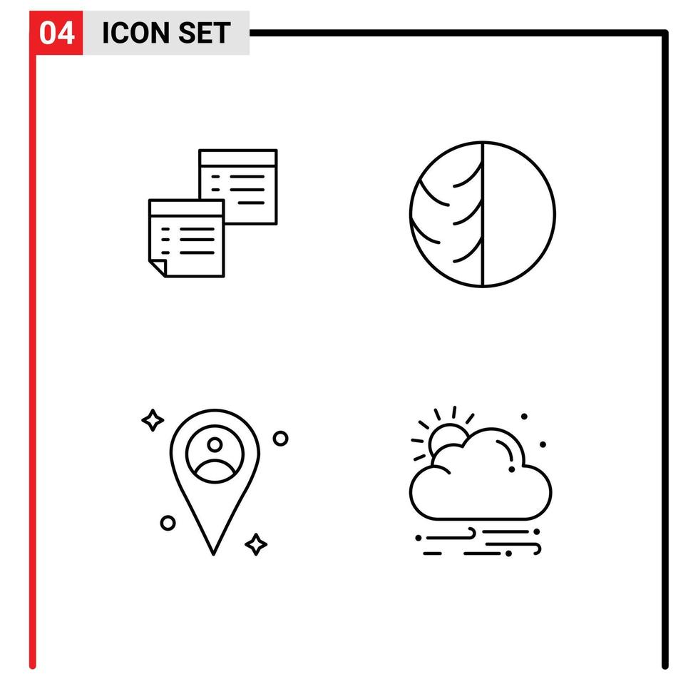 4 Thematic Vector Filledline Flat Colors and Editable Symbols of sticky dry skin notes paper skin care Editable Vector Design Elements
