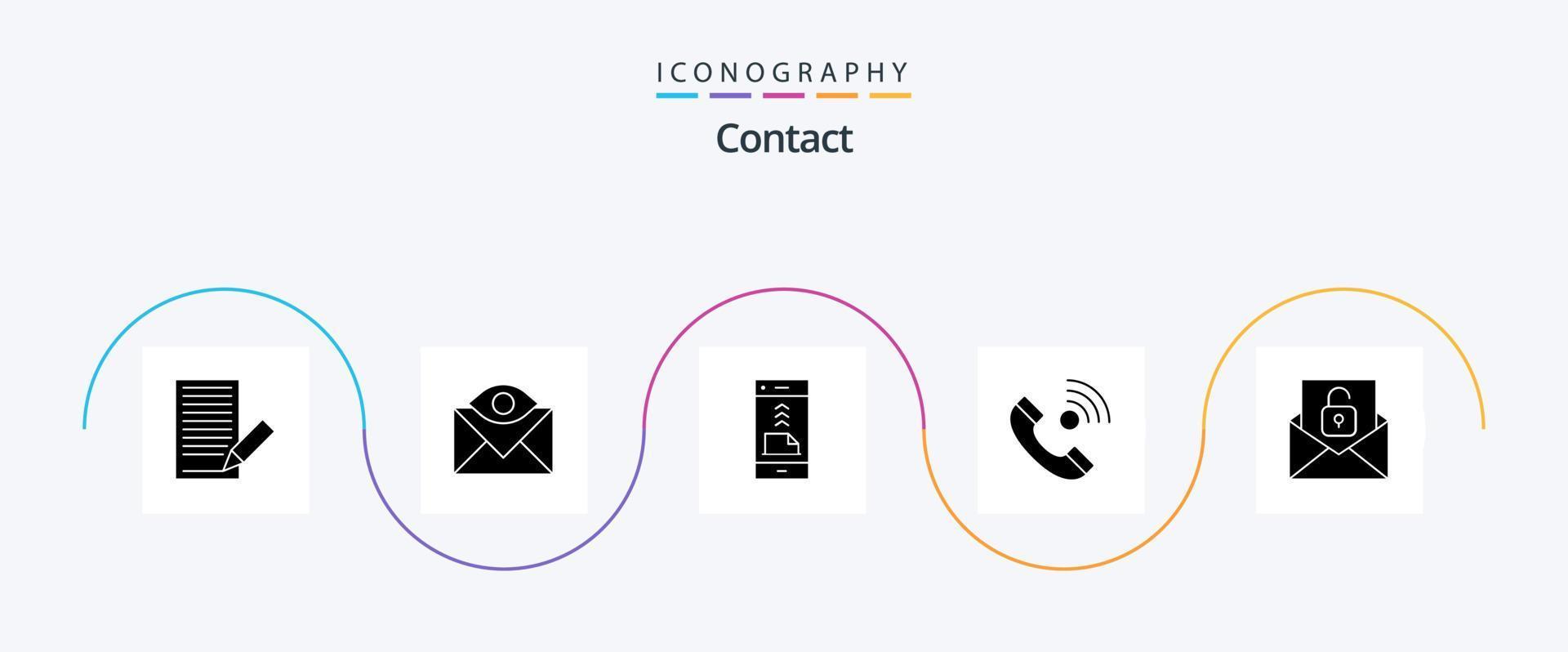 paquete de iconos de glifo 5 de contacto que incluye contacto con nosotros. llamada. Email. teléfono. Contáctenos vector