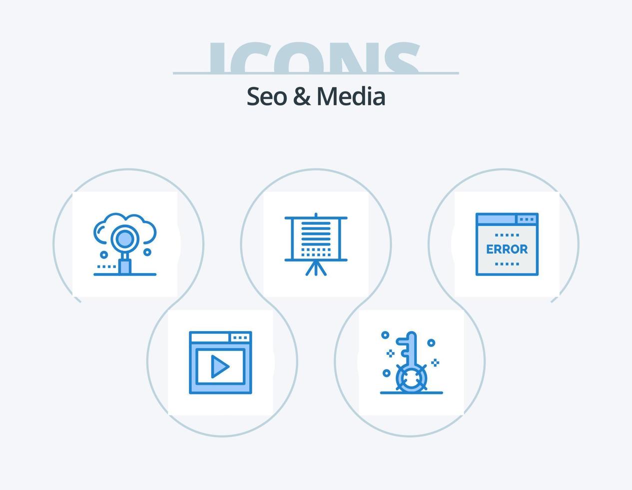 seo y media blue icon pack 5 diseño de iconos. SEO junta. mejoramiento. buscar. medios de comunicación vector