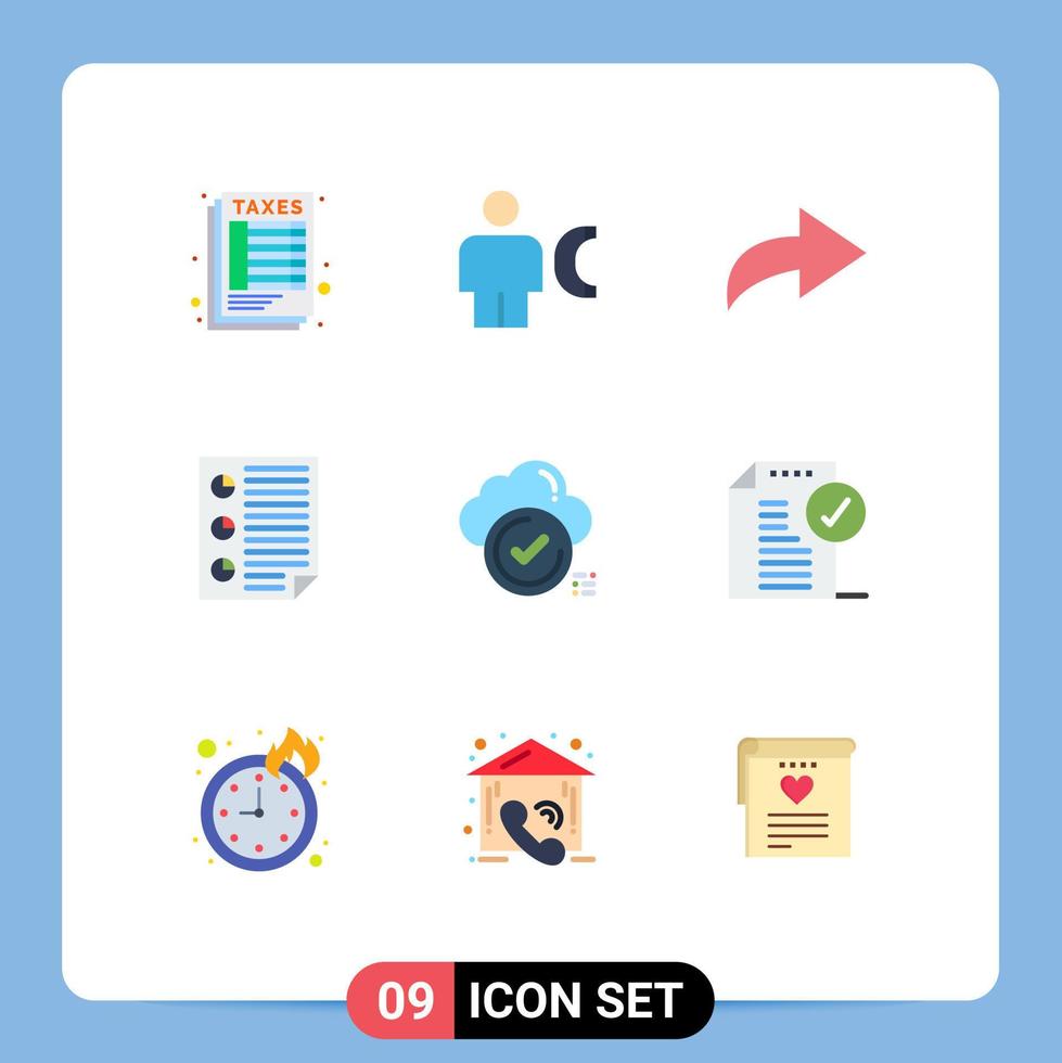 9 Universal Flat Colors Set for Web and Mobile Applications tick report info page document Editable Vector Design Elements
