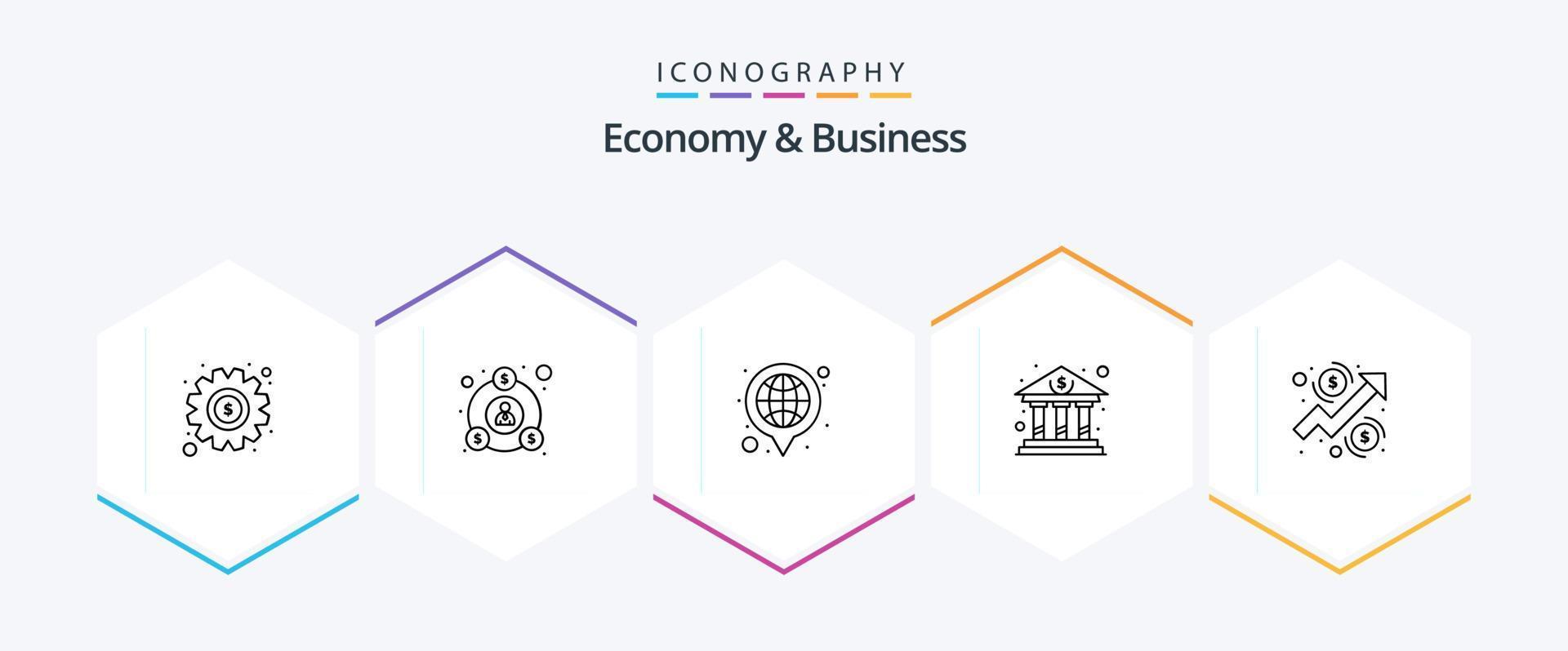 Economy And Business 25 Line icon pack including graph. business. capital. bank vector