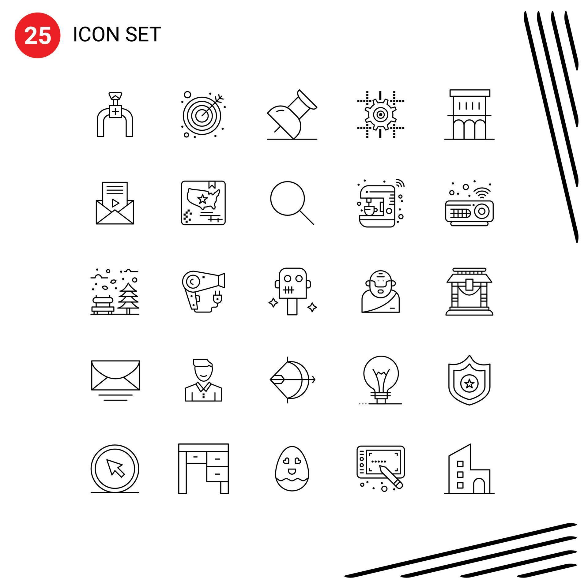 25 Universal Line Signs Symbols of residence house pin estate line Editable Vector Design