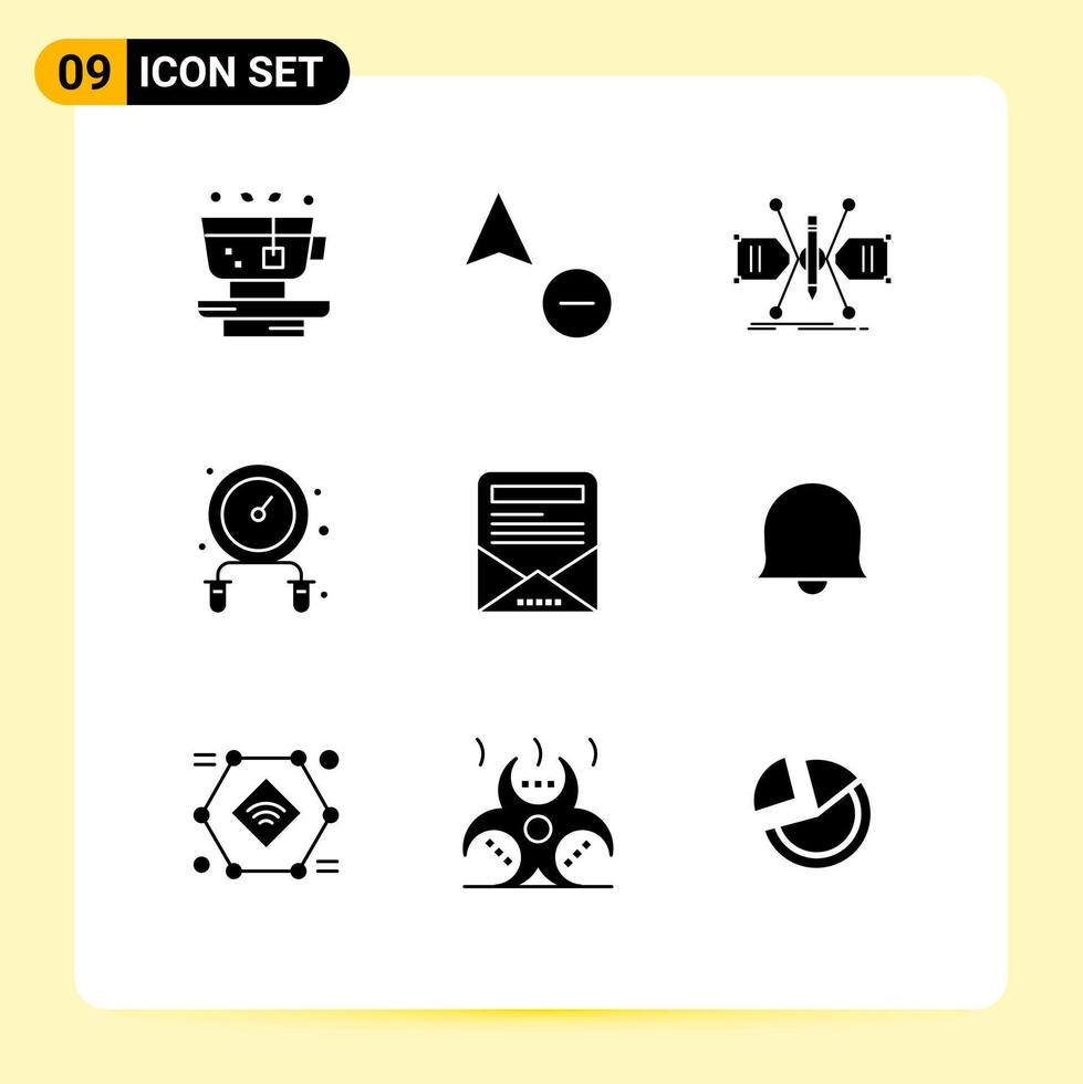 Pictogram Set of 9 Simple Solid Glyphs of newsletter enewsletter constructing jump rope exercise Editable Vector Design Elements