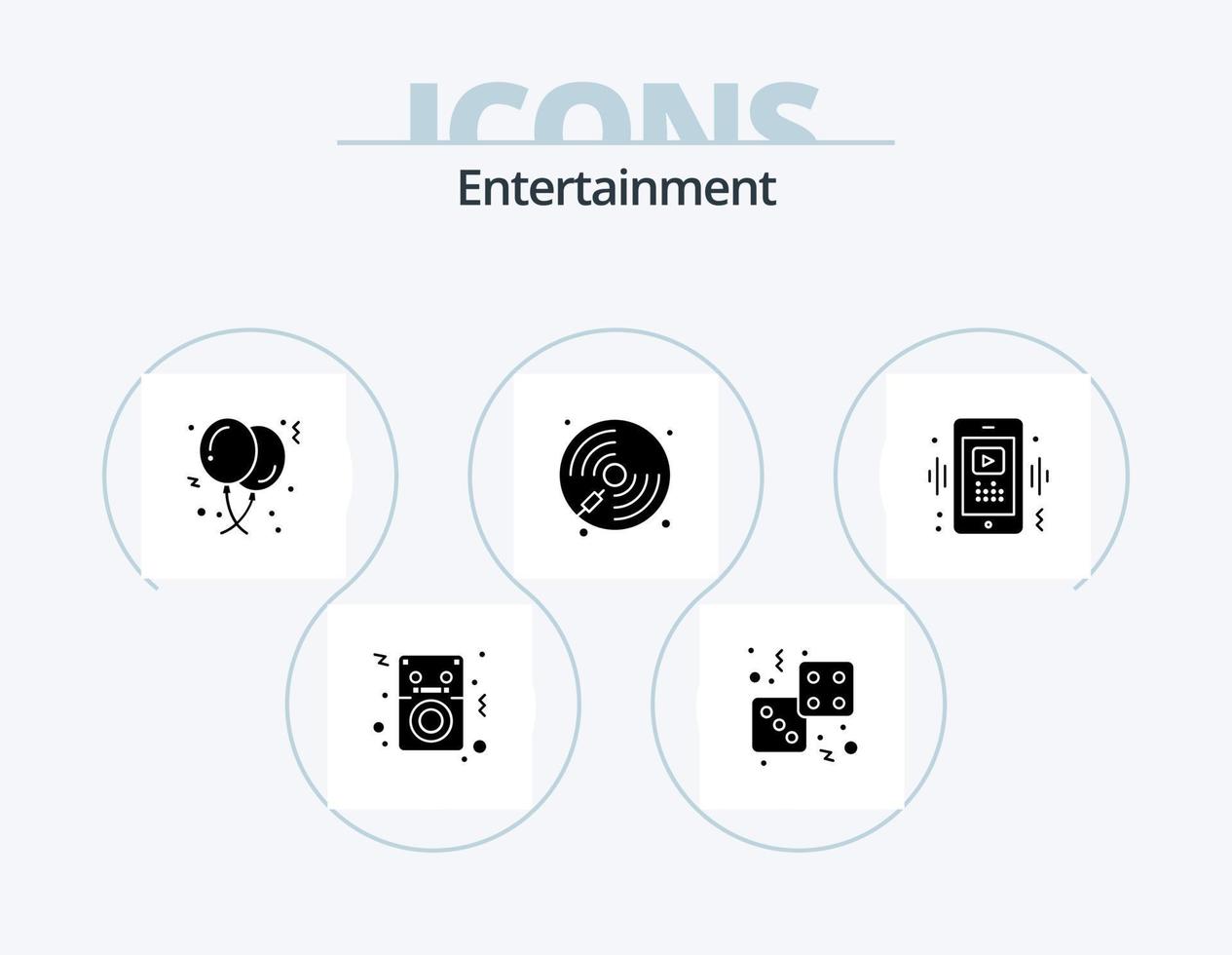 paquete de iconos de glifos de entretenimiento 5 diseño de iconos. jugador. discos compactos. tocar. desct. celebracion vector