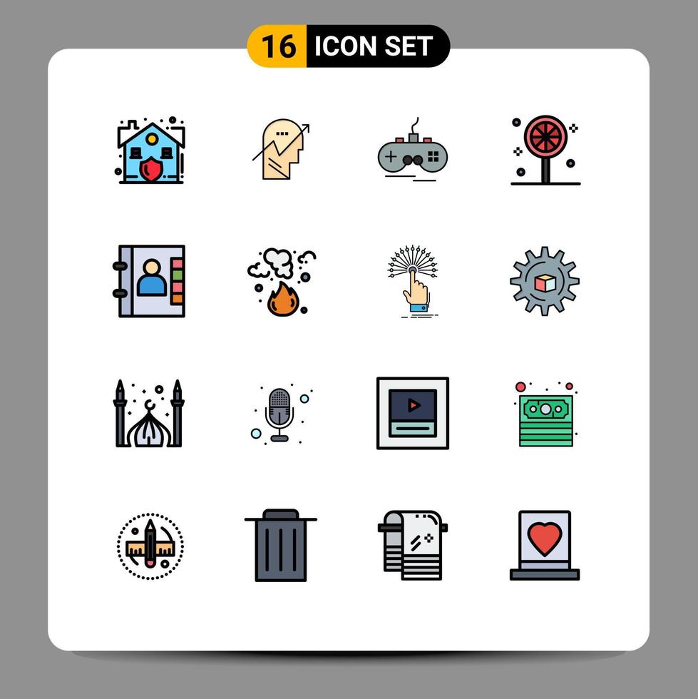 16 iconos creativos signos y símbolos modernos de contactos vacaciones mente halloween gamepad elementos de diseño de vectores creativos editables