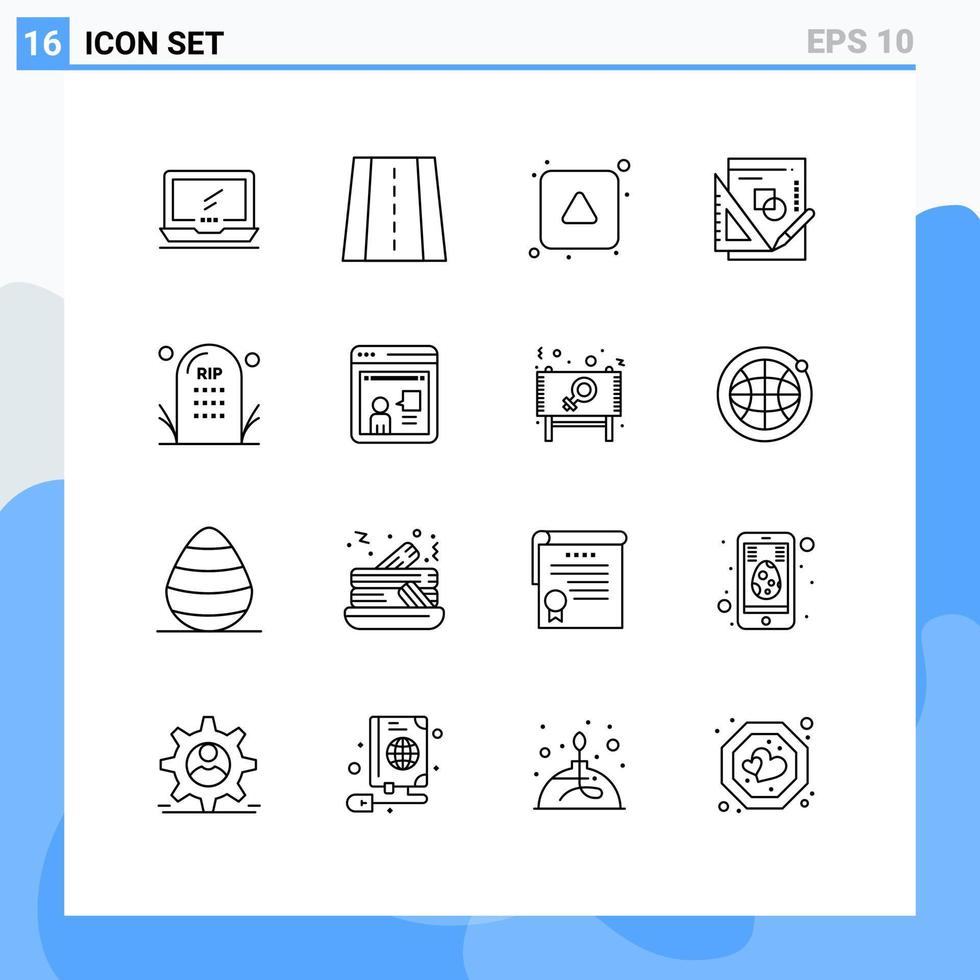 Pictogram Set of 16 Simple Outlines of death graph align mathematics book Editable Vector Design Elements