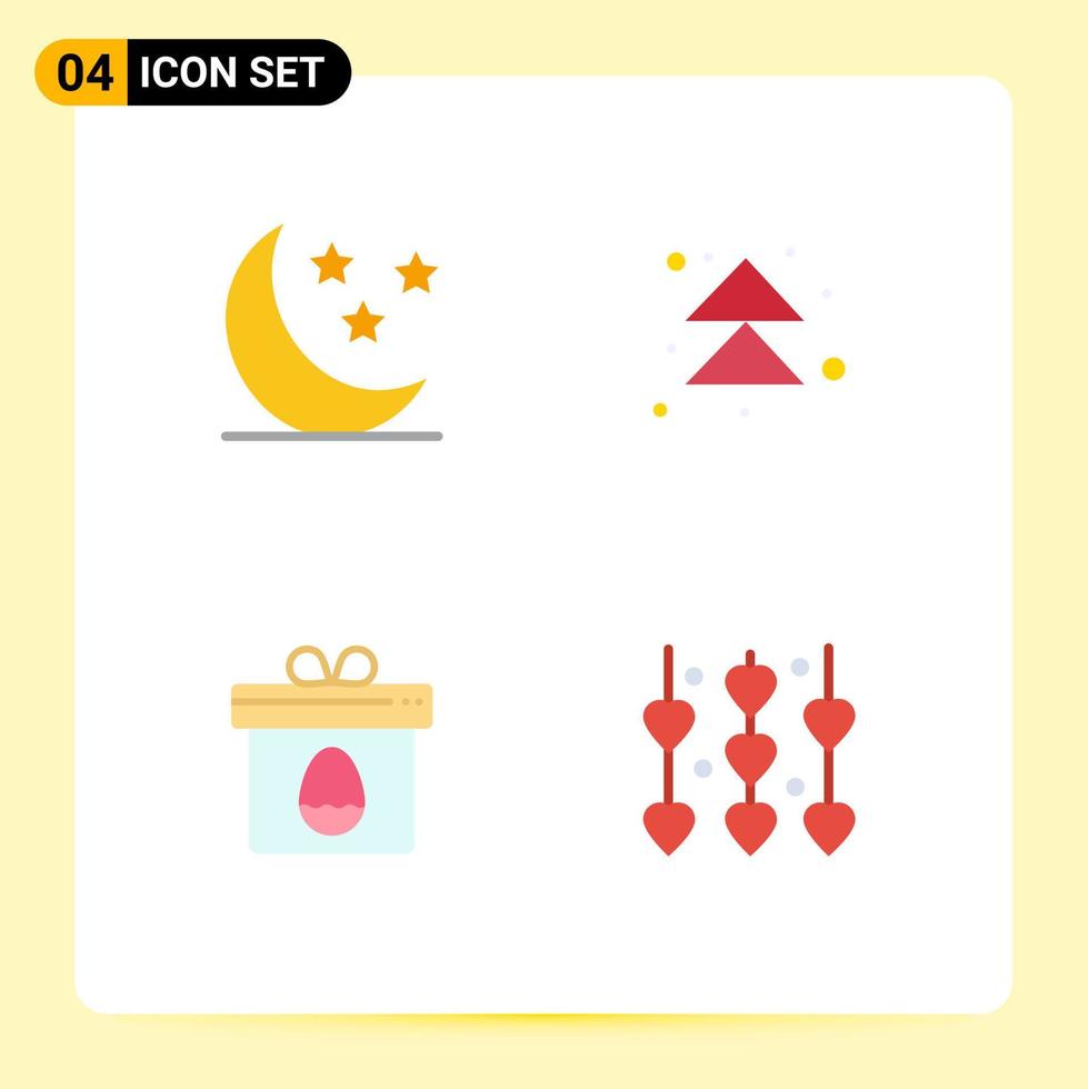 4 Flat Icon concept for Websites Mobile and Apps moon egg arrow up decoration Editable Vector Design Elements