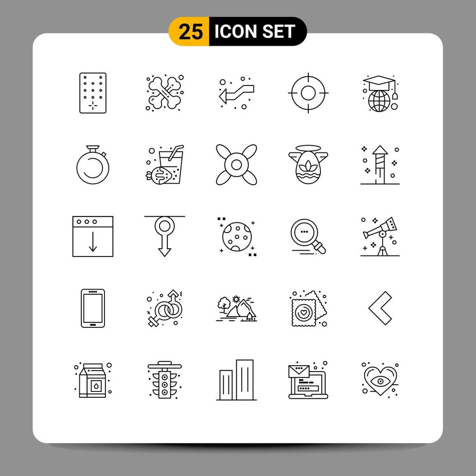 Line Pack of 25 Universal Symbols of geography ux intersect ui essential Editable Vector Design Elements