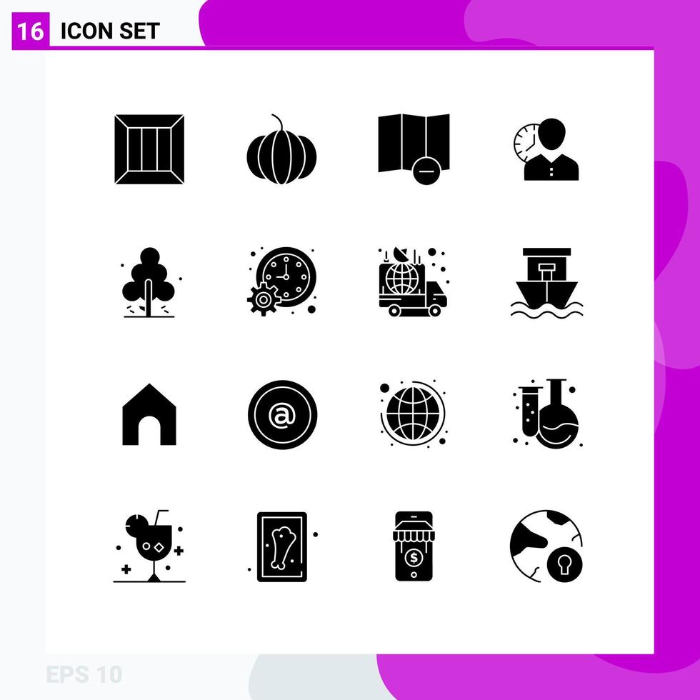 16 Creative Icons Modern Signs and Symbols of nature timing map time personal Editable Vector Design Elements