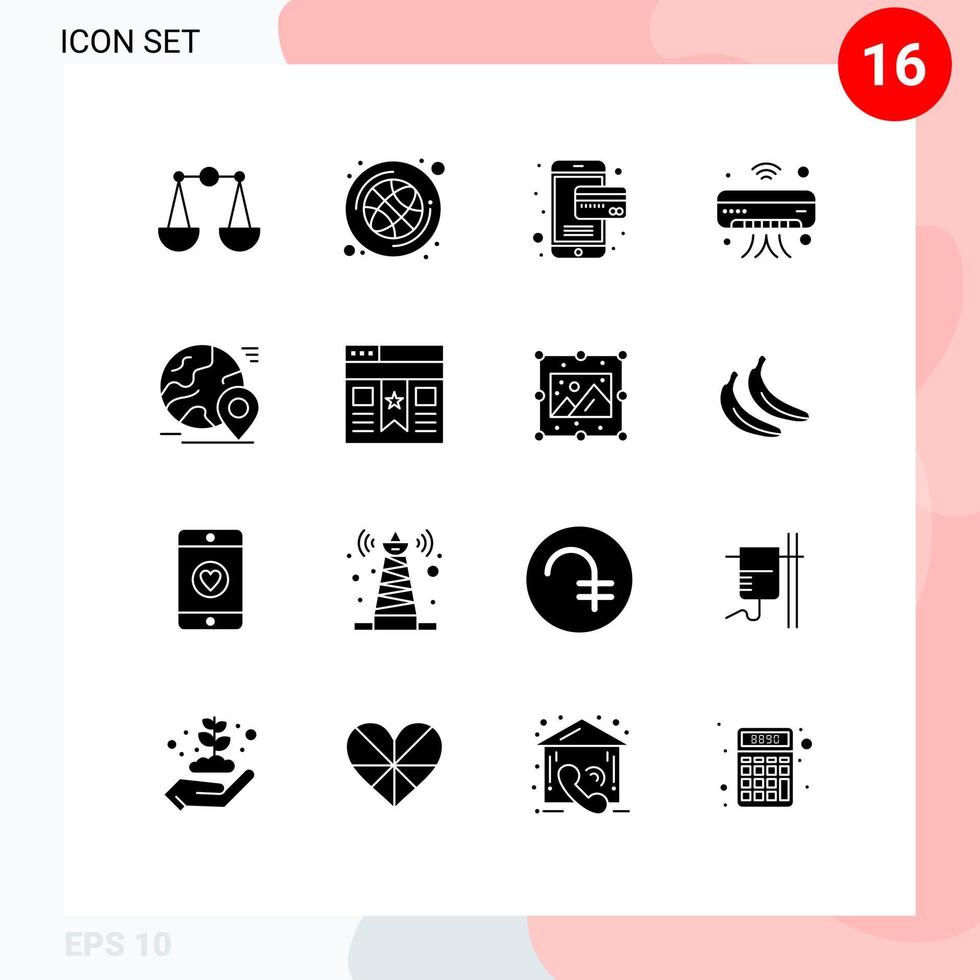 16 Creative Icons Modern Signs and Symbols of pin globe online wifi internet of things Editable Vector Design Elements