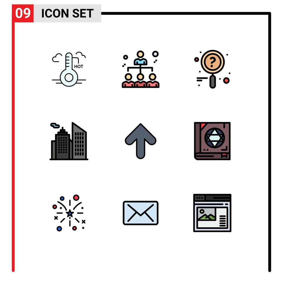 Stock Vector Icon Pack of 9 Line Signs and Symbols for upload arrow news arrow business Editable Vector Design Elements