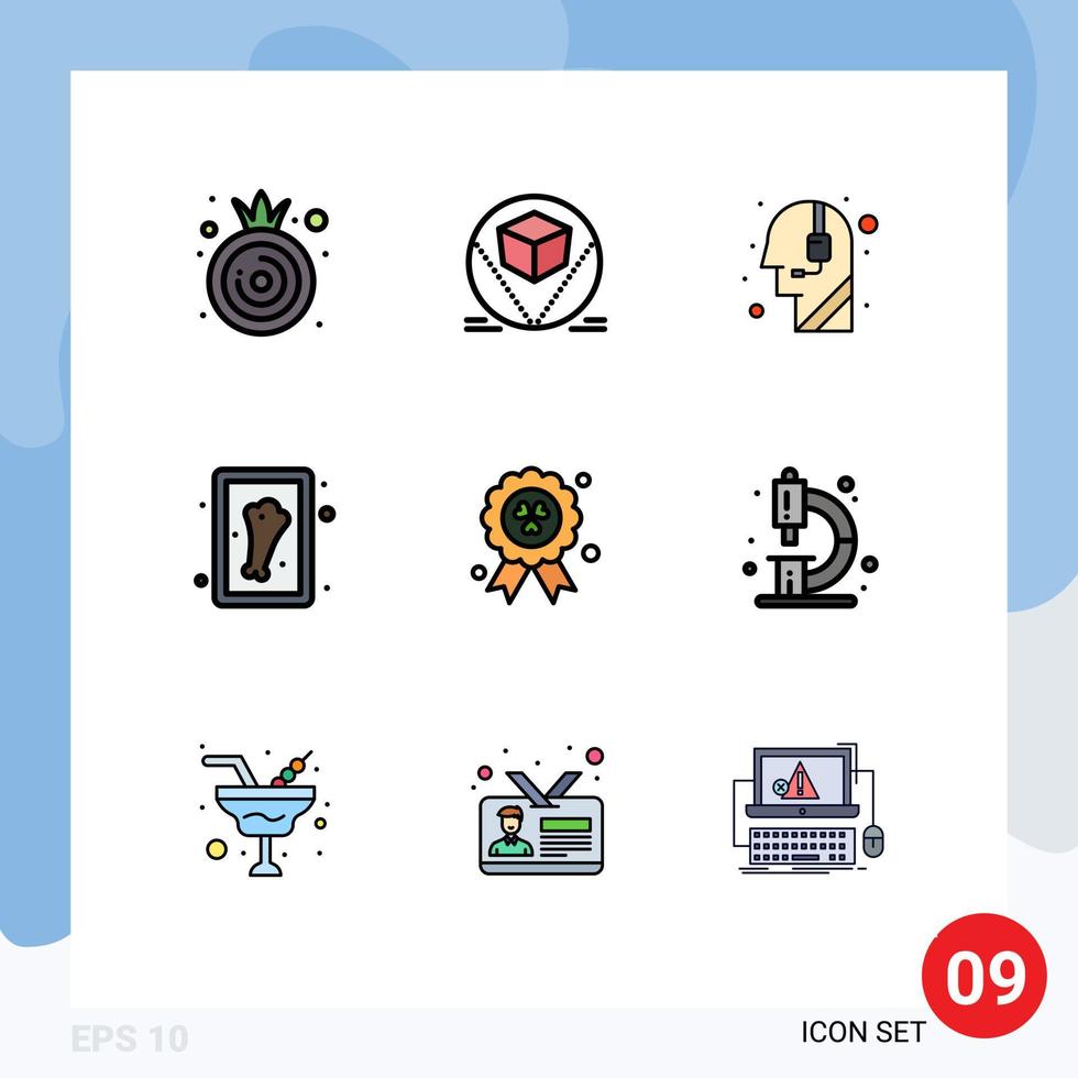 Set of 9 Modern UI Icons Symbols Signs for biology madel call award leg Editable Vector Design Elements