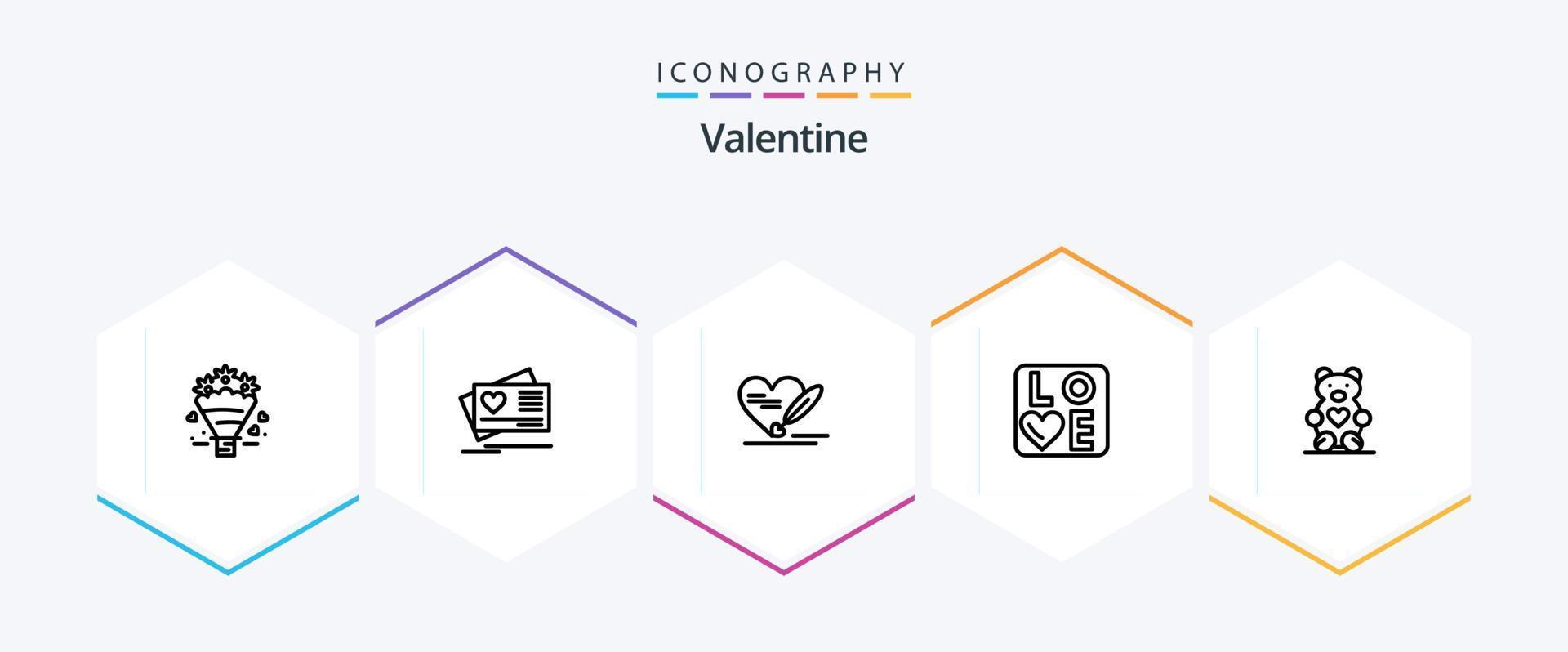paquete de iconos de 25 líneas de San Valentín que incluye amor. amar. tarjeta. día. enamorado vector