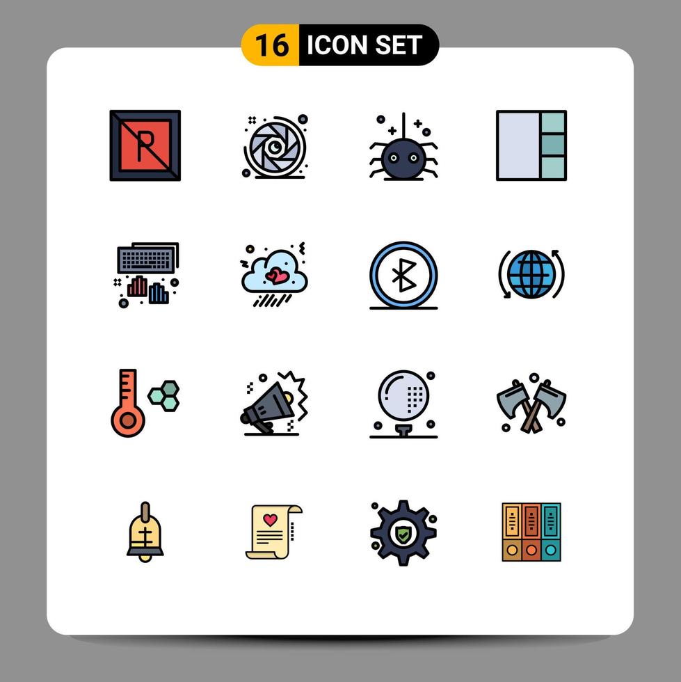 16 Creative Icons Modern Signs and Symbols of typing keyboard bug hands grid Editable Creative Vector Design Elements