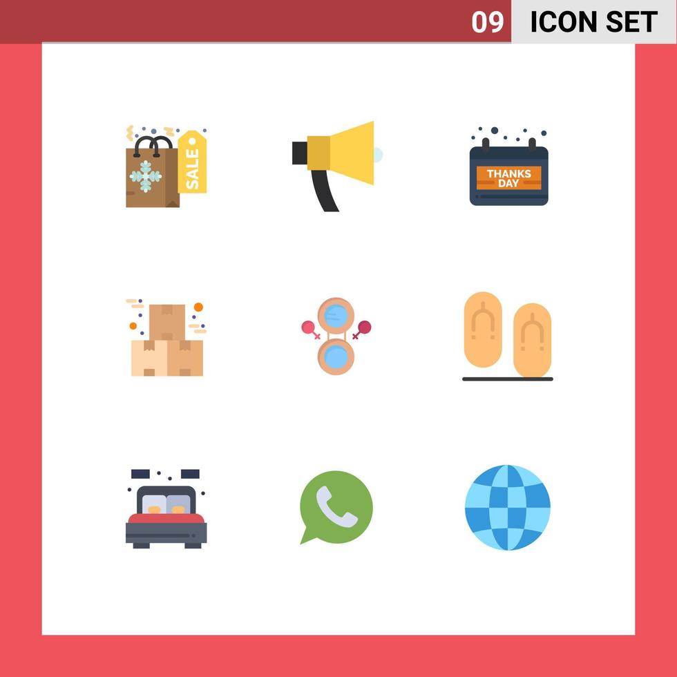 Set of 9 Modern UI Icons Symbols Signs for mirror product calendar industry box Editable Vector Design Elements