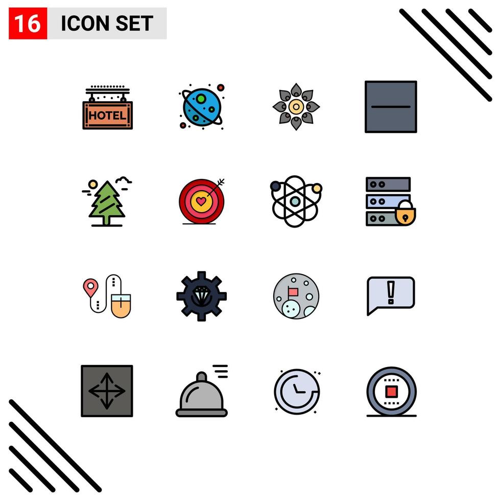 16 User Interface Flat Color Filled Line Pack of modern Signs and Symbols of forest hide decorate delete holi Editable Creative Vector Design Elements