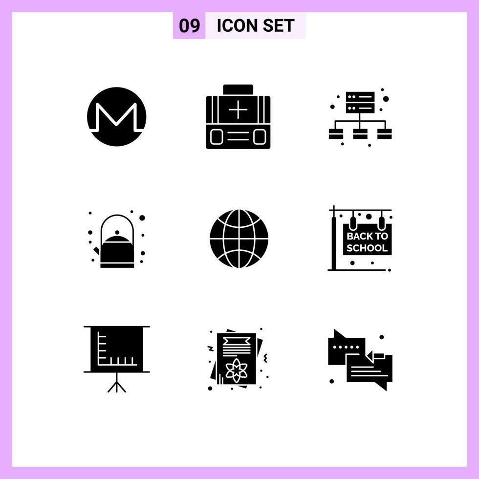 Modern Set of 9 Solid Glyphs Pictograph of wifi internet of things business internet pot Editable Vector Design Elements