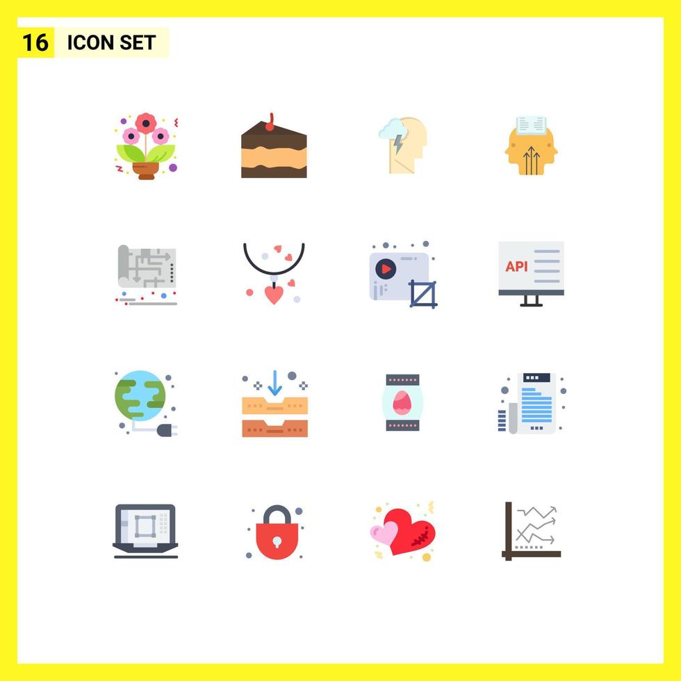 16 Flat Color concept for Websites Mobile and Apps house blueprint mental man reading Editable Pack of Creative Vector Design Elements