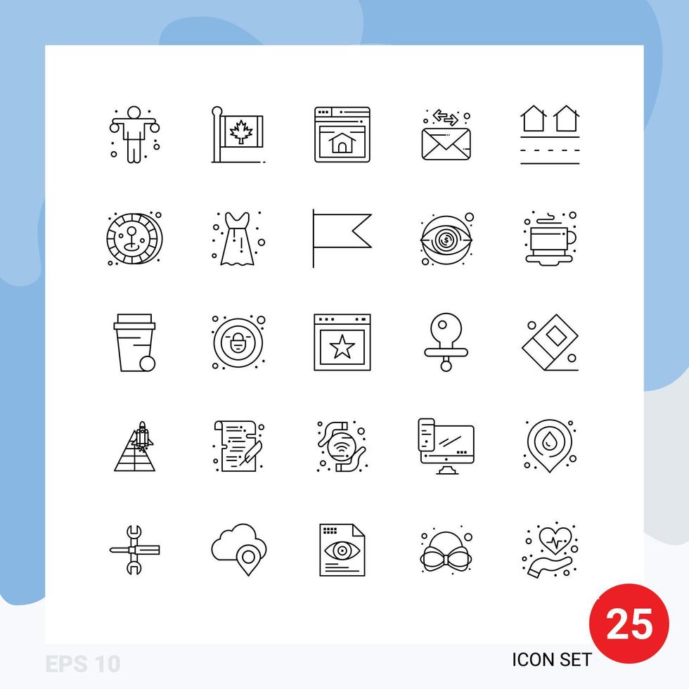 Pictogram Set of 25 Simple Lines of houses message maple mail home page Editable Vector Design Elements