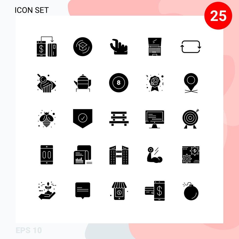 Set of 25 Modern UI Icons Symbols Signs for flip device learning monitor zoom Editable Vector Design Elements