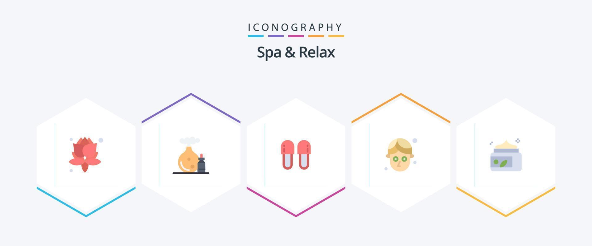 Spa And Relax 25 Flat icon pack including green. cream. cosmetics. mask. cucumber vector