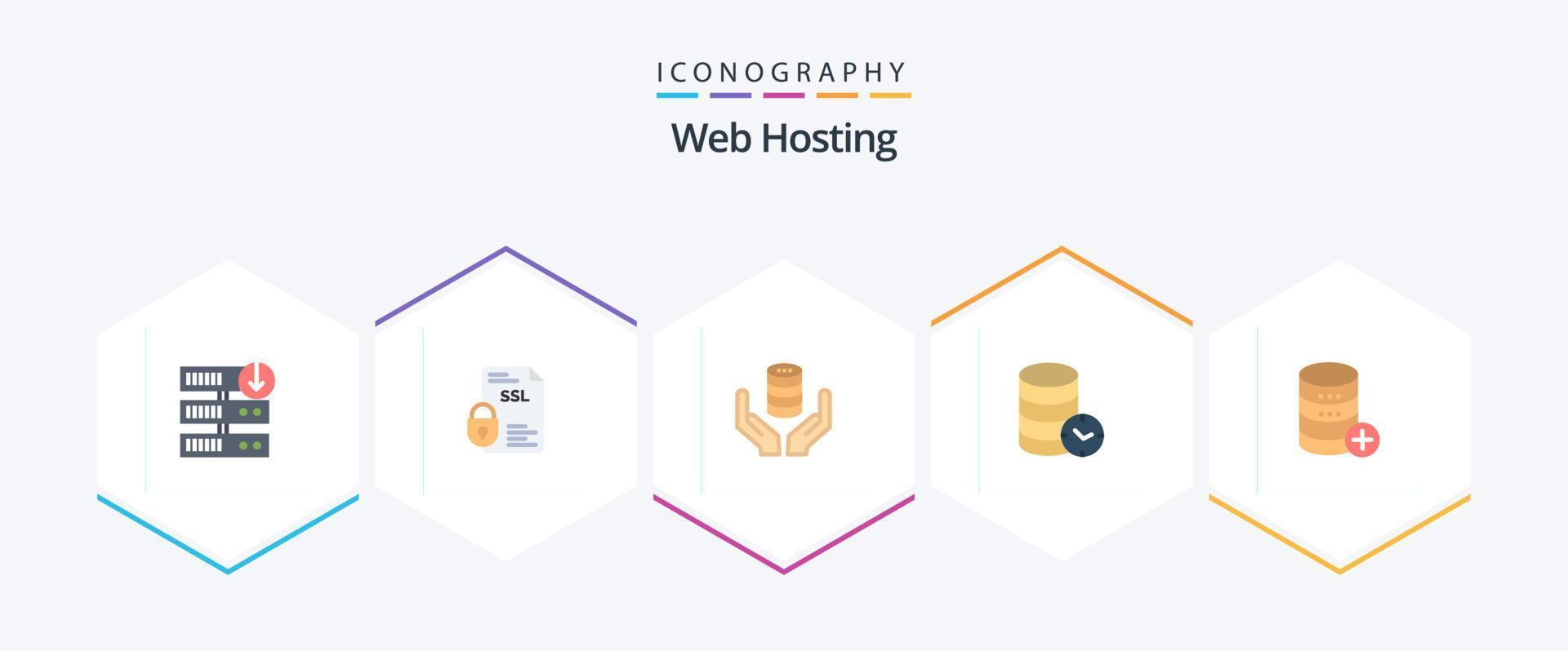 Web Hosting 25 Flat icon pack including web. security. ssl. hosting. secure vector
