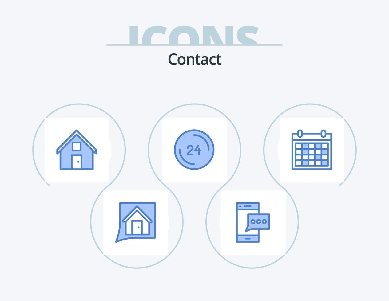 Contact Blue Icon Pack 5 Icon Design. contact. colander. phone. contact us. clock vector