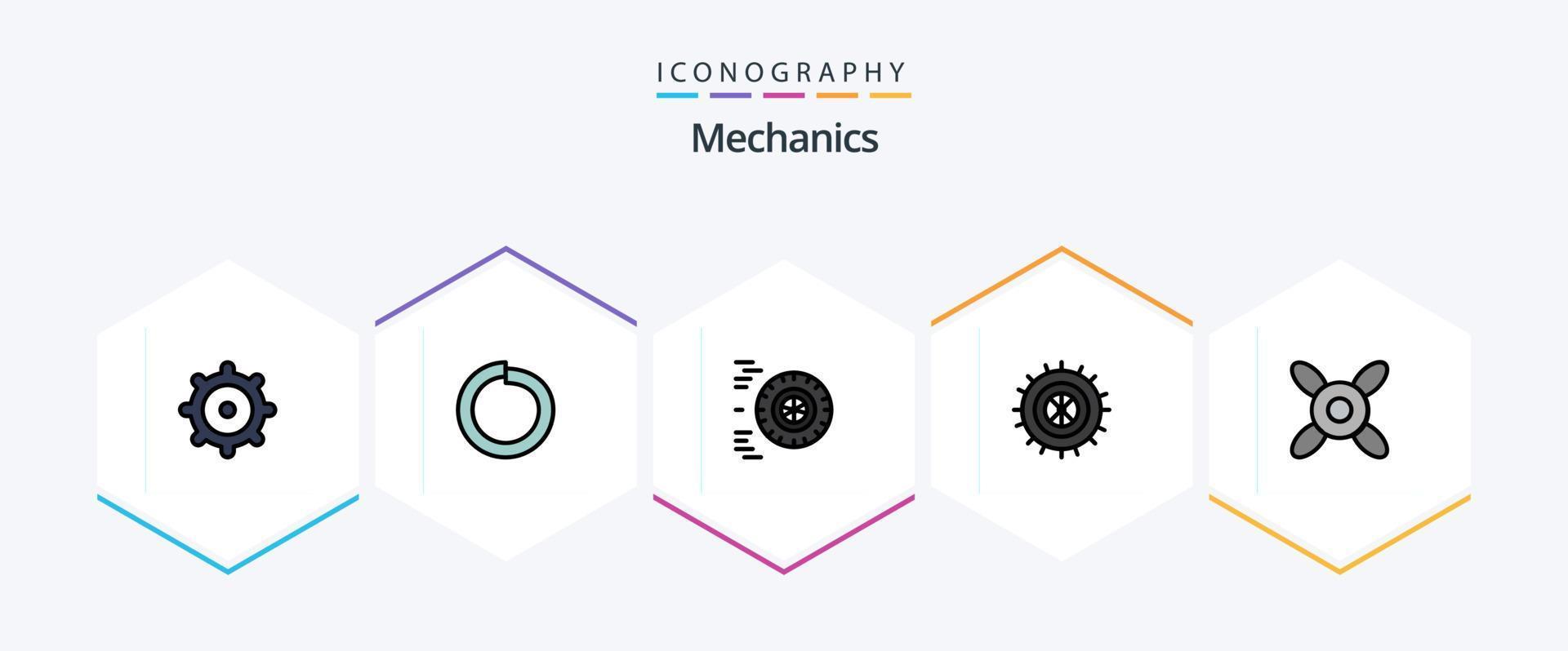 Mechanics 25 FilledLine icon pack including . studded. fan vector