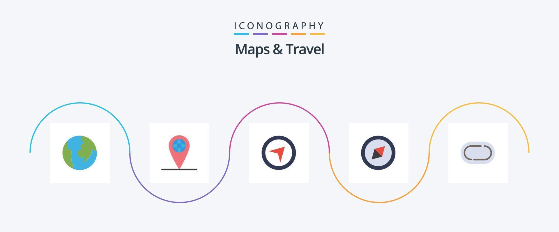 Maps and Travel Flat 5 Icon Pack Including . compass. vector
