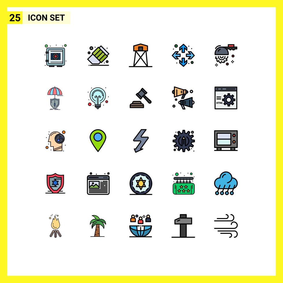 Set of 25 Modern UI Icons Symbols Signs for circular maximize defense full screen war Editable Vector Design Elements