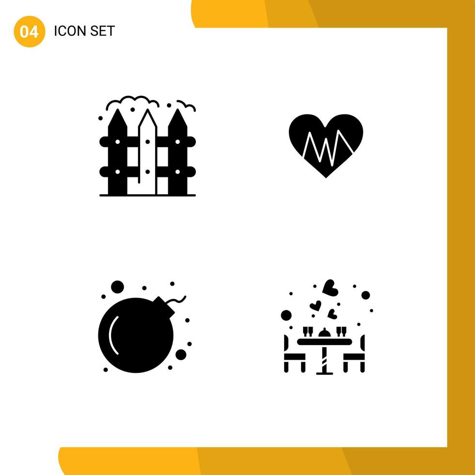Universal Solid Glyph Signs Symbols of farm skull garden heartbeat couple Editable Vector Design Elements