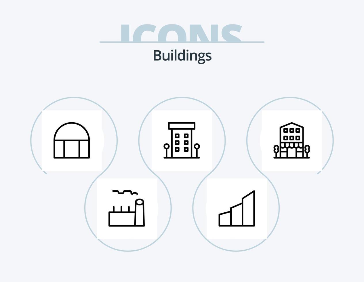 diseño de iconos del paquete de iconos de línea de edificios 5. . Tienda. edificio cristiano vector