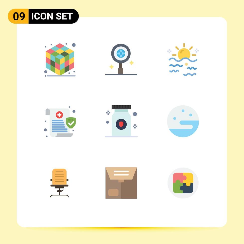 Set of 9 Modern UI Icons Symbols Signs for pharmacy drug summer security data Editable Vector Design Elements