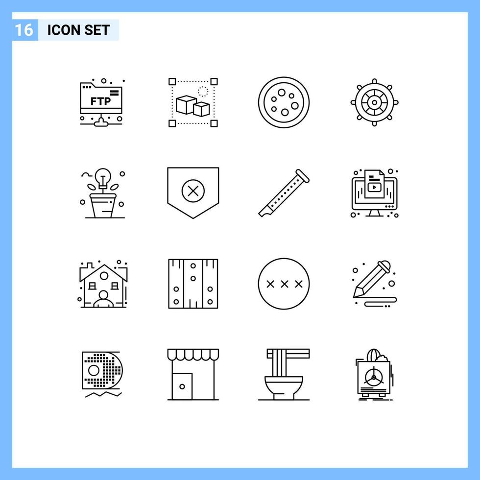 16 Universal Outlines Set for Web and Mobile Applications fresh steering the boat chemistry steering beach Editable Vector Design Elements