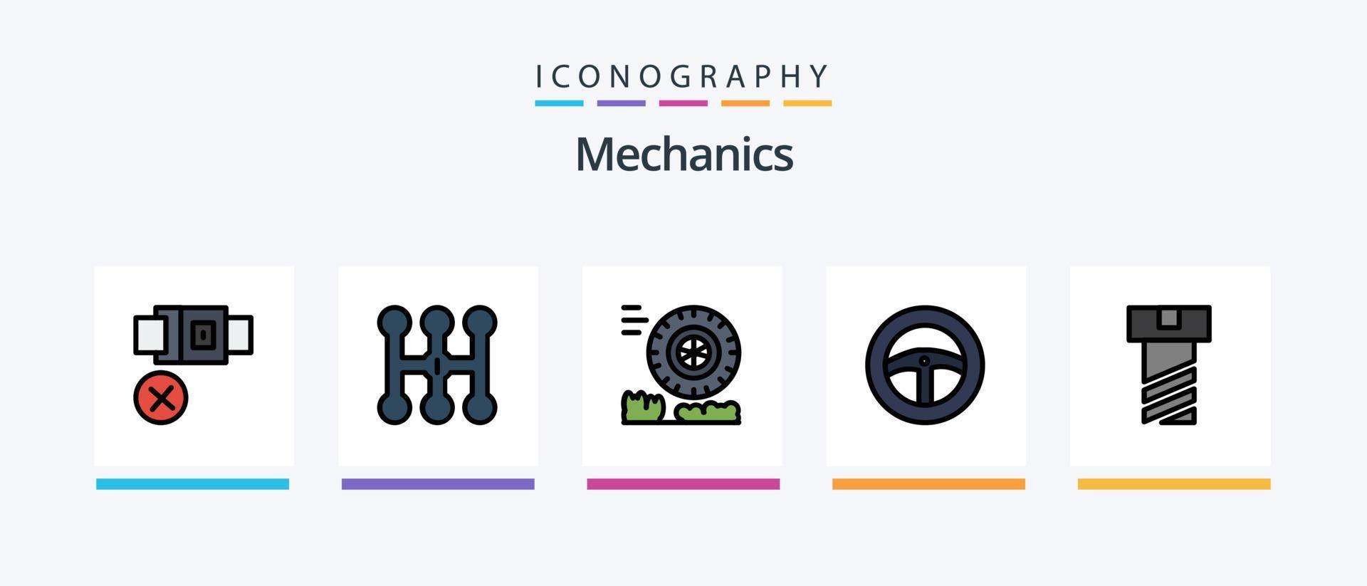 Mechanics Line Filled 5 Icon Pack Including . coil. glue. spring. oil. Creative Icons Design vector